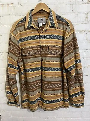 Vintage Southwestern Button Up Shirt Mens Large Vtg Aztec Hippie Outdoors • $30