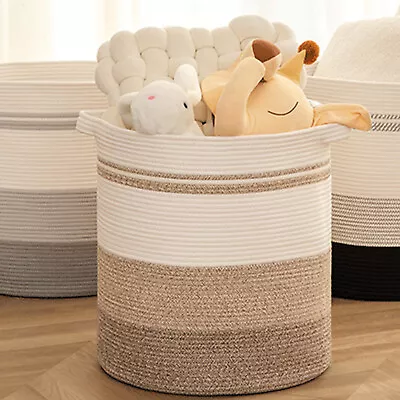 Vintage Woven Rattan Wicker Clothes Laundry Hamper Basket With Handle • $29.99