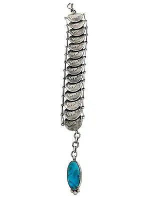 James McCabe Link Bracelet Mercury Dimes Turquoise Navajo Handmade 7   • $455