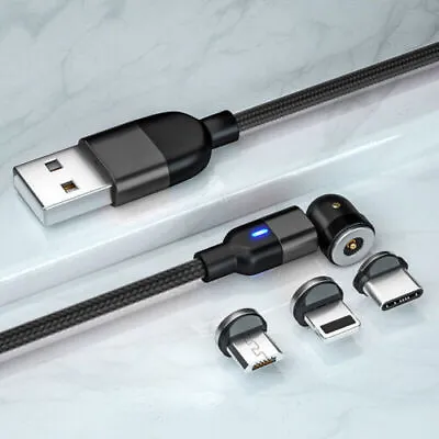 540° Rotate Magnetic Charger Cable Phone Fast Charging With Type C Micro USB IOS • $6.99