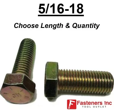 $12.57 • Buy 5/16-18 Grade 8 Hardened Hex Cap Screw Bolt Yellow Zinc (All Sizes & Qtys) 5/16 