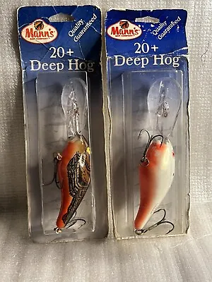 Lot Of 2 Vintage Mann’s 20+ Deep Hog Crankbaits - NIP - Mixed Brown Crawfish • $30