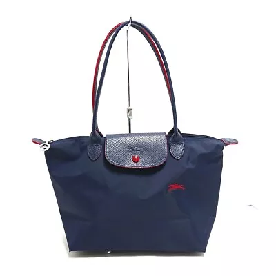 Auth LONGCHAMP Le Pliage Club - Dark Navy Red Nylon Leather Shoulder Bag • $90