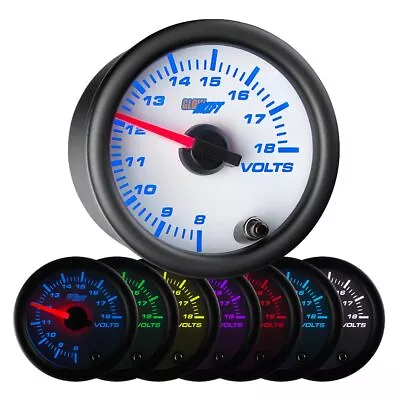 52mm GlowShift White Face DC Volt Voltage Battery Gauge W. 7 Color Display • $52.99