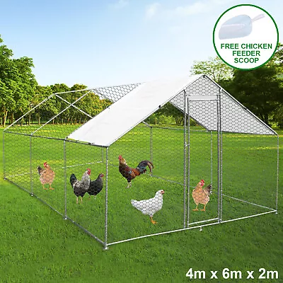 Chicken Run Walk In Coop Animal Pen Cage Enclosure Hen Dogs Rabbits 4m X 6m X 2m • £339.99