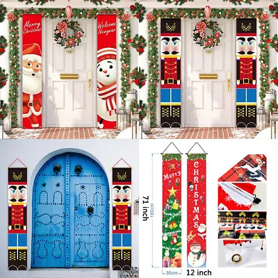 71  Merry Christmas Banner Christmas Porch Sign Xmas Decor For Door Wall Hanging • $10.99