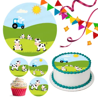 Cow Animal Cake Topper Party Decoration Edible Birthday Gift Celebration Farm • £5.49