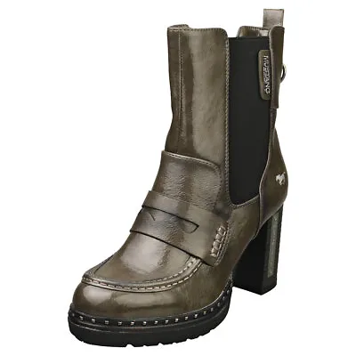 Mustang Side Zip Heel Womens Grey Ankle Boots • £45.49