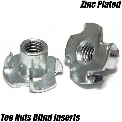 M6 4 Pronged Captive Blind Inserts Tee Nut Hammer In Wood Furniture T Nuts • £2.70