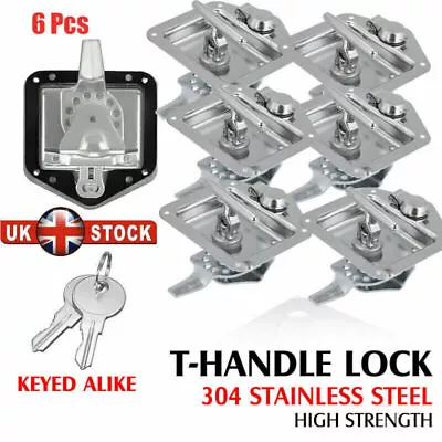 6PCS Stainless Steel Folding T-Shape Handle Lock Tool Box Keys Kit Truck Trailer • £46.69