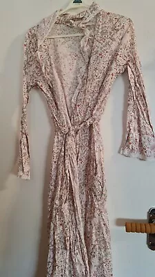 F2 Floral Pink Ladies Liberty Lace Edge Wrap Around M Dress • £8.99