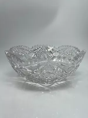 Vintage Clear Glass Crystal Cut Large Bowl Central Star Antique • $34.40