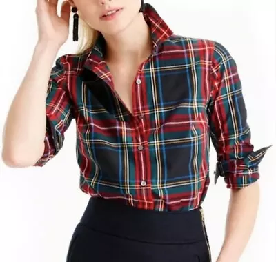 New J.CREW Size 6 Slim Perfect Button Down Shirt Stewart TARTAN PLAID Women’s • $31.45