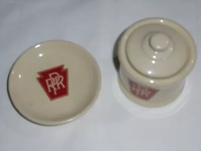 Pennsylvania Railroad Miniature Ceramic Crock Jar With Lid And Plate Saucer • $19.99