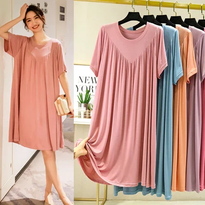 $20.99 • Buy Women Summer Short Sleeve Loose Pajama Dress Super Soft Elastic Sleepwear Dress