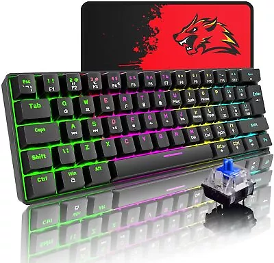 $42.99 • Buy Blue 60%True Mechanical Gaming Keyboard 20 RGB Chroma Backlit Type C+Pad For PS4