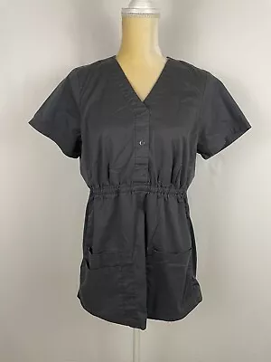 UA Butter-Soft STRETCH  3-Pocket Knit Panel Maternity Scrub Top Pewter Sz Medium • $14.99