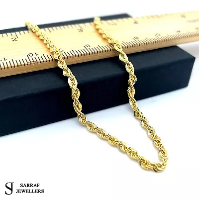 9ct Yellow Gold Rope Chain Necklace Genuine 375 Men&Women 3MM Hallmark ALL SIZES • £249.90