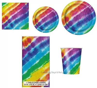 Rainbow Groovy Tie Dye Birthday Party Tableware Decor 60s Hippie / 70s 80s Disco • £2.48