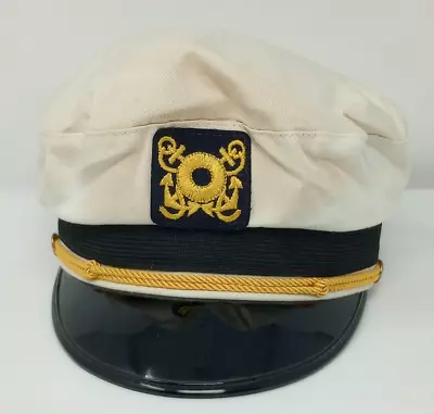 Vintage Yacht Captain Hat Rope Braid Skipper Costume Nautical Embroidered Anchor • $19.73