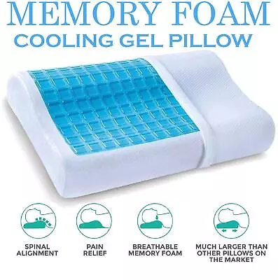 Cooling Pillow Orthopedic Memory Foam Contour Cervical Gel Firm Head Neck Back • £12.95