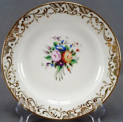 Old Paris Porcelain Mid 19th Century Ed Honore Hand Painted Floral & Gold Plate • $65