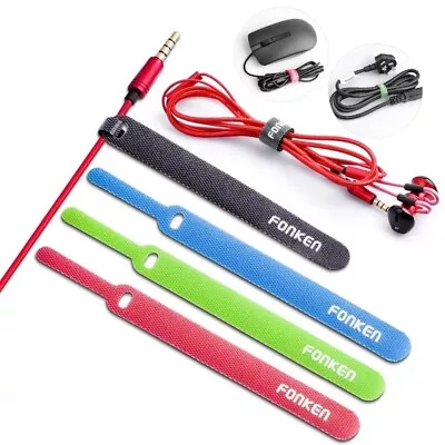 £1.75 • Buy Nylon Cable Tie Reusable Strap Cord Winder FONKEN Organiser Tidy Office BLACK