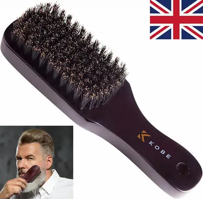 Natural Boar Bristle Hair Brush Paddle Anti-Static Scalp Massage Dark Wood Beard • £6.95