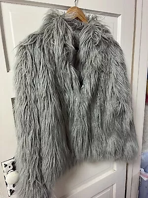 Salyers Fabulous Furs  Classy Plush Silver Gray Mink Faux Fur Bomber Coat XL • $45