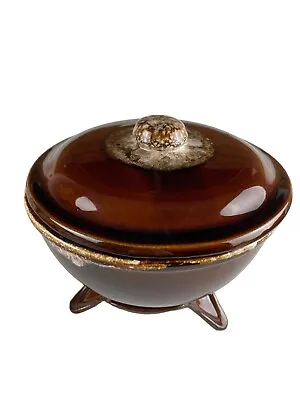 Kathy Kale Casserole Burner Stand Pot Lid Brown Drip Glaze McCoy Stoneware MCM • $72.99