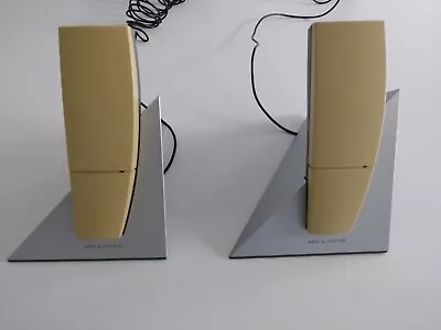 2 X Bang & Olufsen B&O Beocom 6000 Yellow Grey Pyramid Phone & Silver Table Base • £125