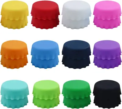 24 PCS Silicone Rubber Bottle Caps 12 Colors Reusable Beer Caps • $11.16