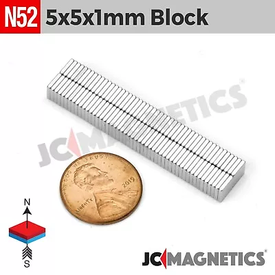 Magnet Block 5mm X 5mm X 1mm N52 Super Strong Rare Earth Neodymium 5x5x1mm • $19.75