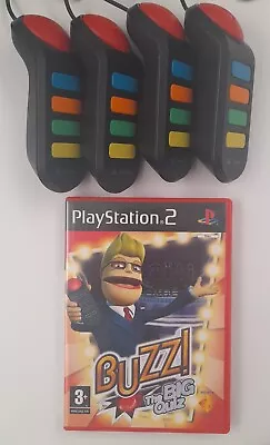 £15.99 • Buy 4 X Official Wired Buzz Pads Controllers (Buzzers) & Buzz The Big Quiz Sony PS2 