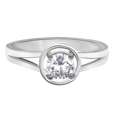 £0.01 • Buy Solid 14KT White Gold 0.55Ct 5.00mm G-H VS2 Natural White Diamond Ring