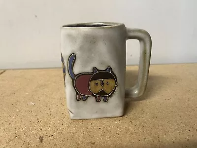 Vintage Signed Mara Mexico Art Pottery Coffee Mug Cats Hand Crafted • $13.63