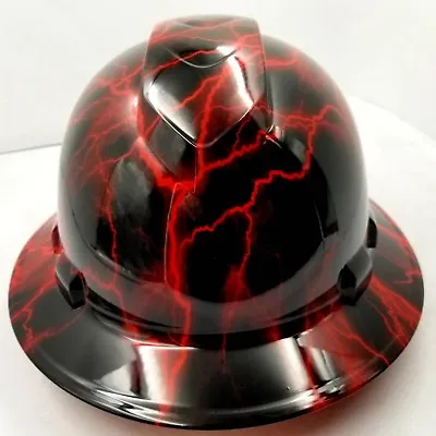 $49.99 • Buy Hard Hat Custom Hydro Dipped , OSHA Approved FULL BRIM, CANDY RED LIGHTNING BOLT