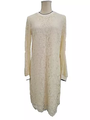 Lauren Ralph Lauren Lace Dress Women Size 4 Cream Long Sleeve Knee Length Lined • $44.95