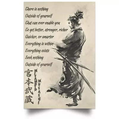 Japanese Samurai Motivational Wall Art Poster Quote Miyamoto Musashi No Frame • $18.99