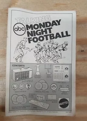 Vintage 1977 Talking ABC Monday Night Football Replacement Instruction Manual  • $9.99