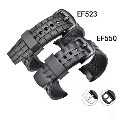 For Casio Edifice EF-550 EF-523 Rubber Watch Band Strap Replacement Black • $24.99