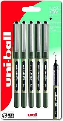 Uni-Ball UB-157 Eye Black Rollerball Pens. Premium Fine 0.7Mm Ballpoint Tip For • £7.24