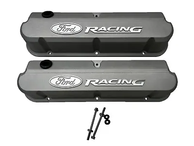 OEM NEW Ford Racing Slant Edge GRAY Aluminum Valve Cover SET PAIR 5.0L 302 SBF • $330.09