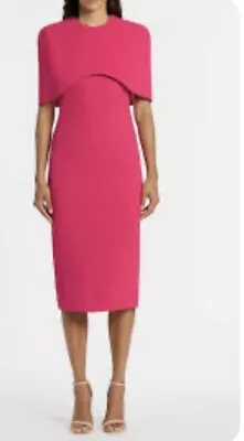 Carla Zampatti Magenta Curve Cape Dress Size 10 • $300