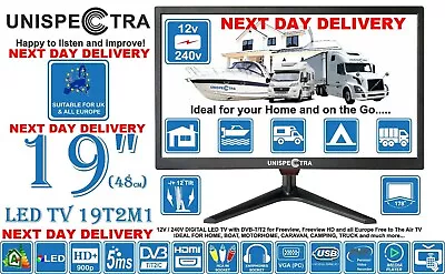 19  Inch 12V Volt/240V HD+ LED  HDMI Freeview TV MOTORHOME CARAVAN BOAT USB PVR • £195