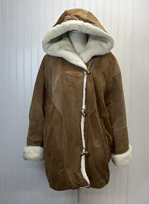 J.Percy For Marvin Richards Suede Faux Fur Lined Hooded Coat Sz S • $95