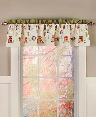 Owl Window Valance Curtain Lodge Cabin Woodland • $19.99