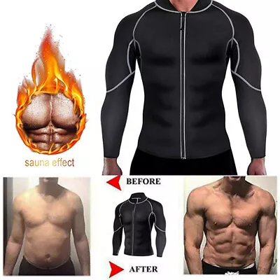 $29.79 • Buy Men Neoprene Sweat Hot Sauna Suit Muscle Training Gym Fitness Wear Workout Shirt