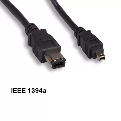 KNTK 3' Firewire 400 6Pin To 4 Pin Cable IEEE-1394a DV Camcorder HDD Data Black • $6.55