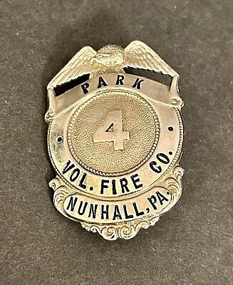 Pennsylvania Pa Vintage Park Vol Fire Co 4 Muhnall Hat Badge  Allegheny Co • $29.99